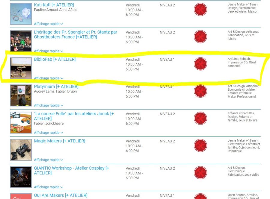 programme Bibliofab makerfaire